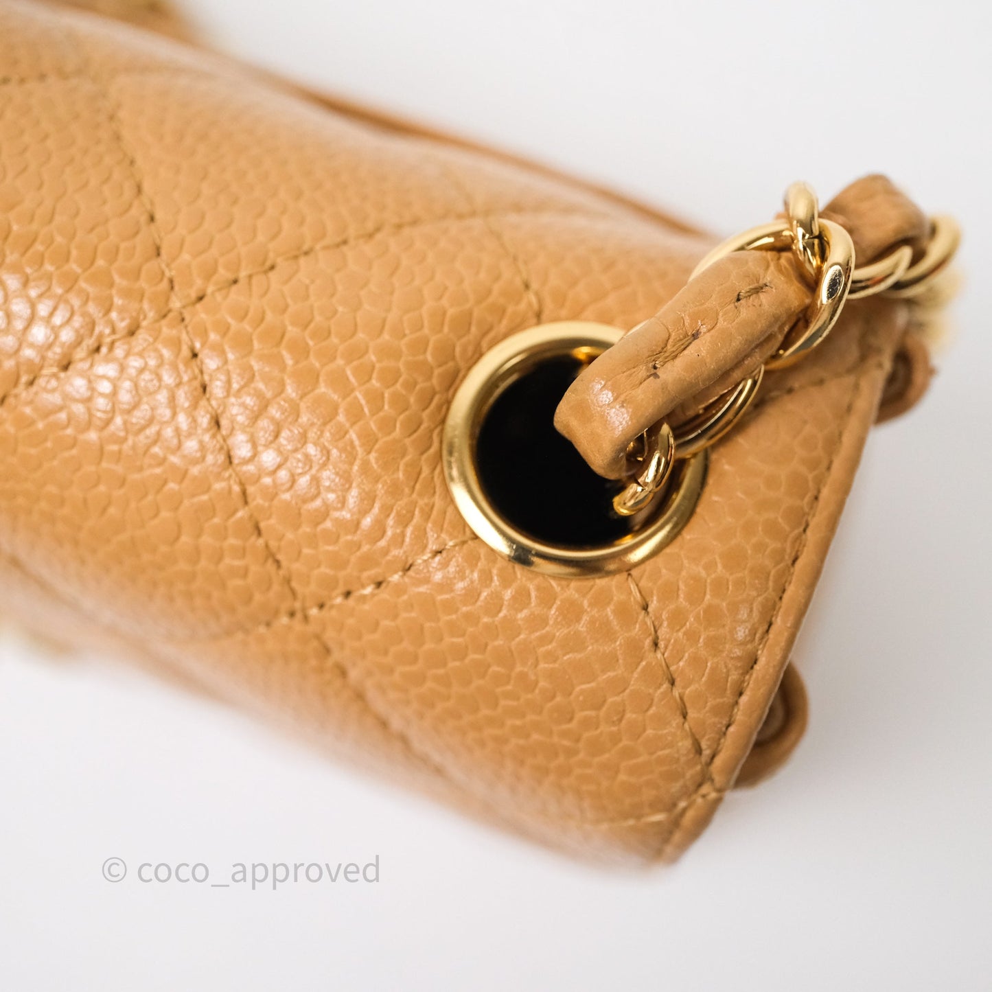 Chanel Vintage Mini Square Beige Caviar Gold Hardware