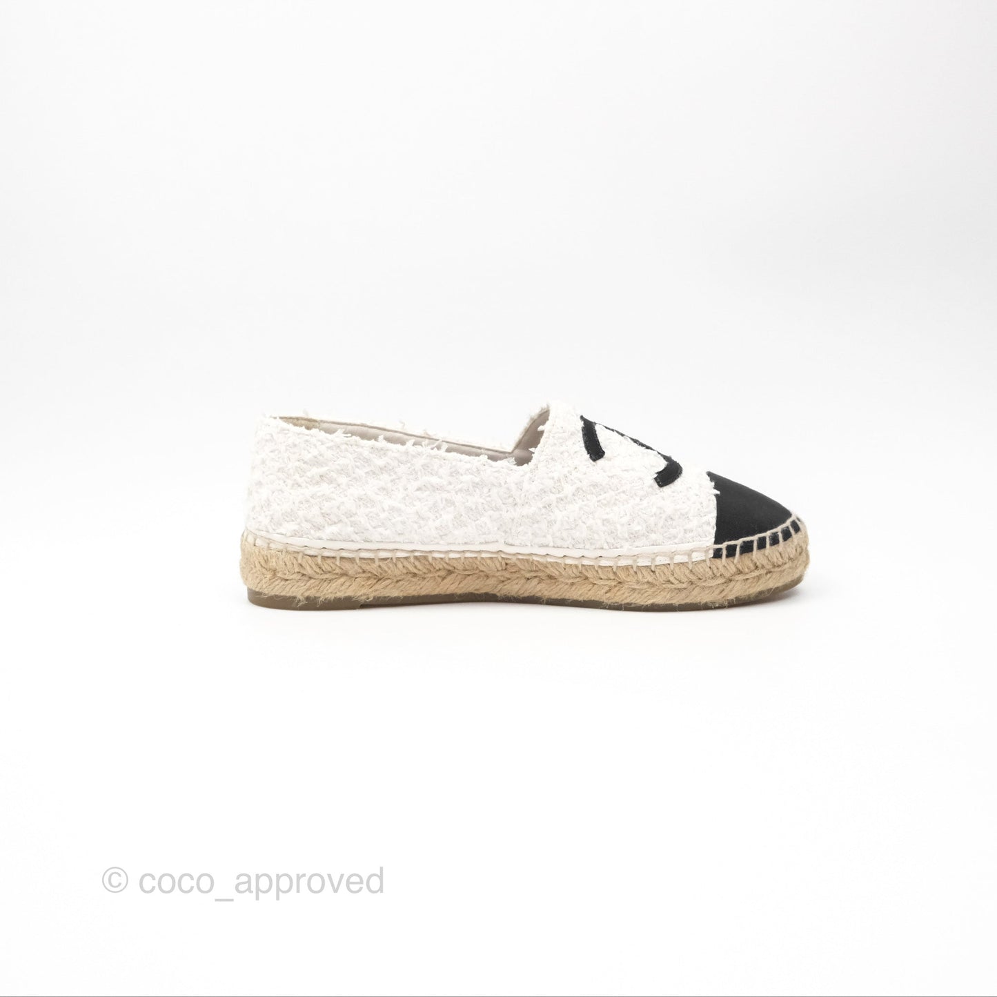 Chanel Espadrille Black White Tweed Size 39