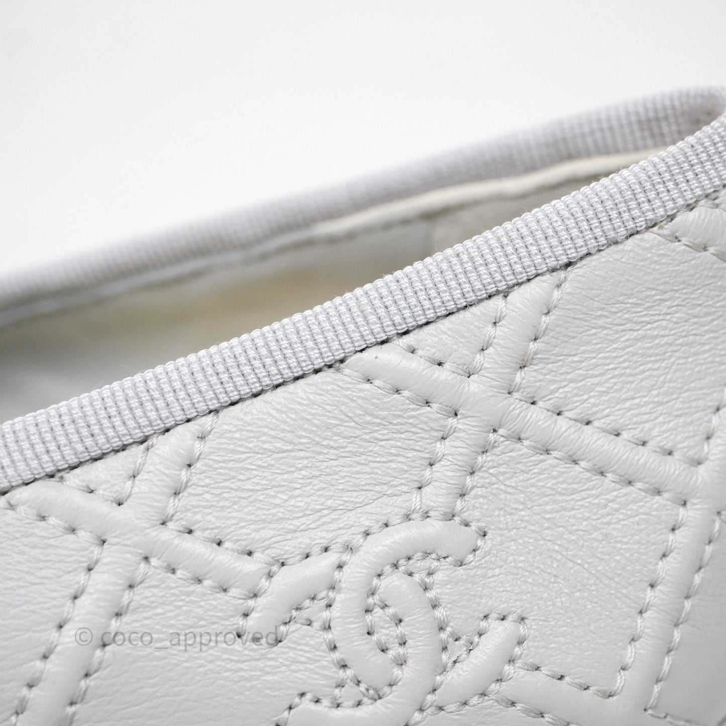 Chanel CC Quilted Light Grey Ballerina Flats Size 36.5