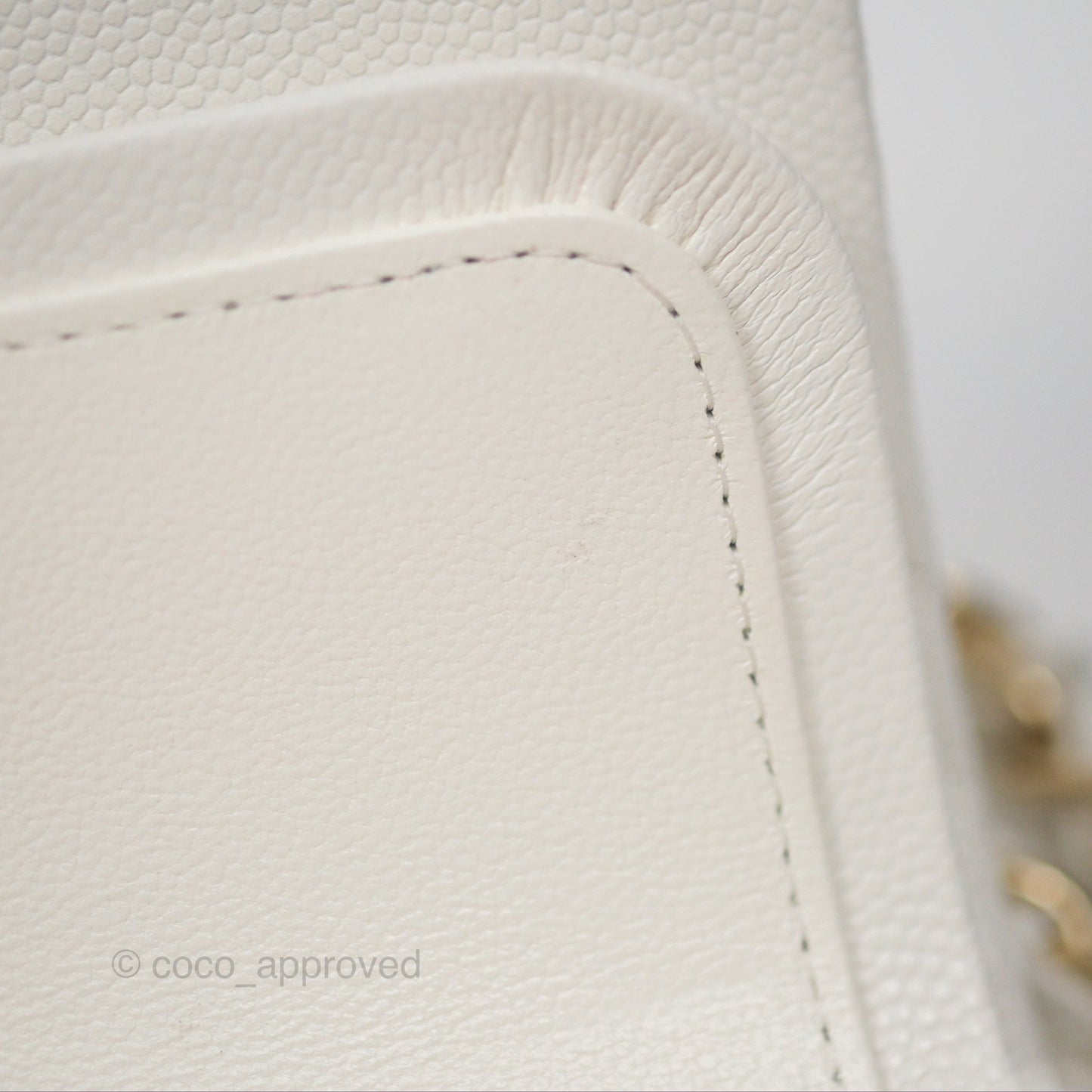 Chanel Classic M/L Medium Flap Quilted White Caviar Gold Hardware