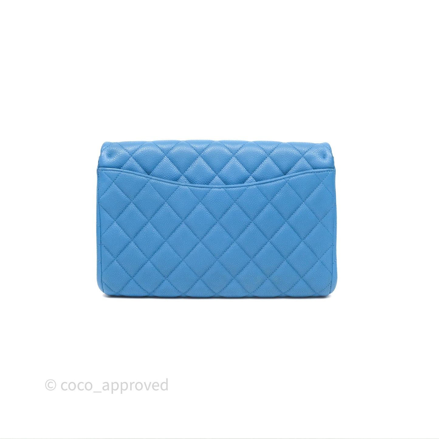 Chanel Quilted Clutch with Chain Caviar Azul Sliver Hardware