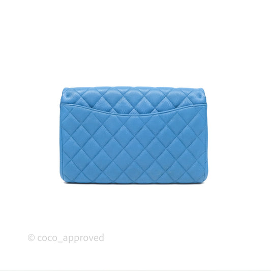 Chanel Quilted Clutch with Chain Caviar Azul Sliver Hardware