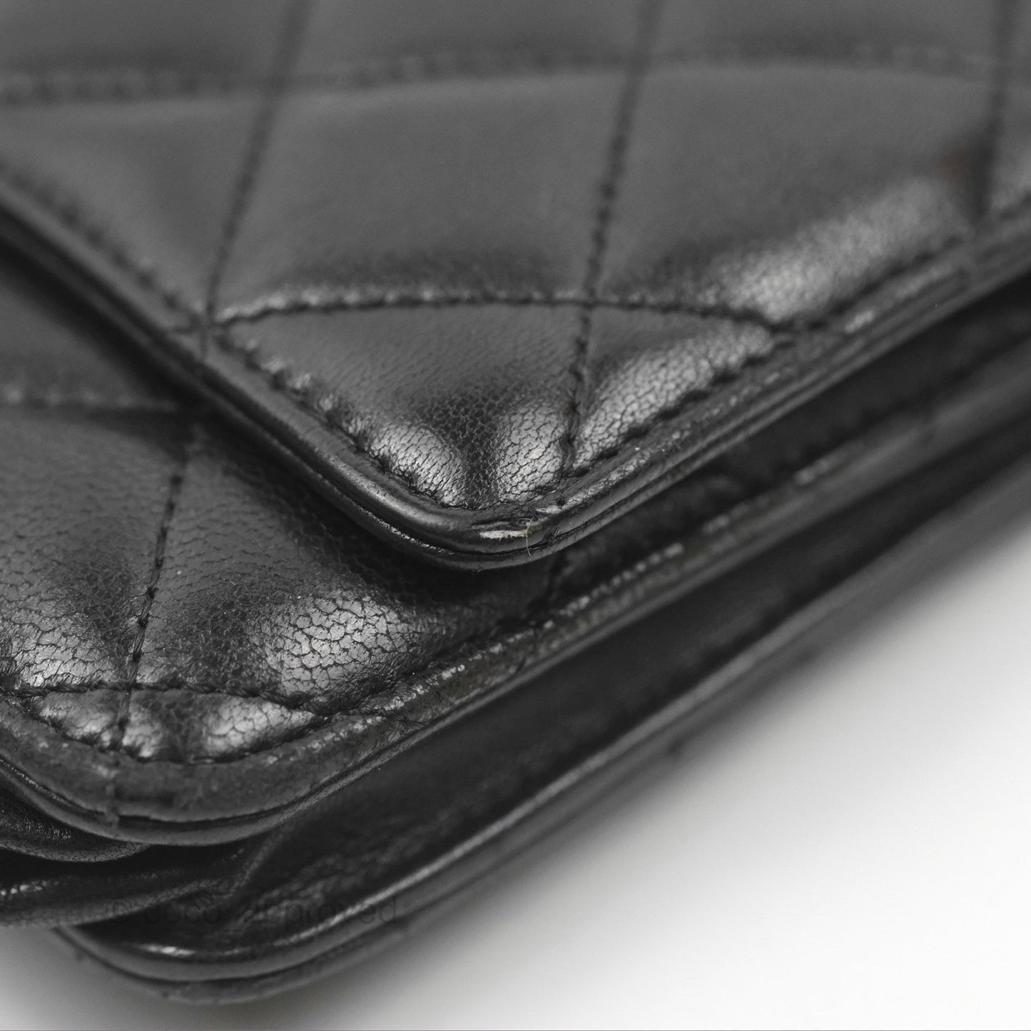 Chanel Quilted Classic Wallet On Chain WOC Black Lambskin Silver Hardware