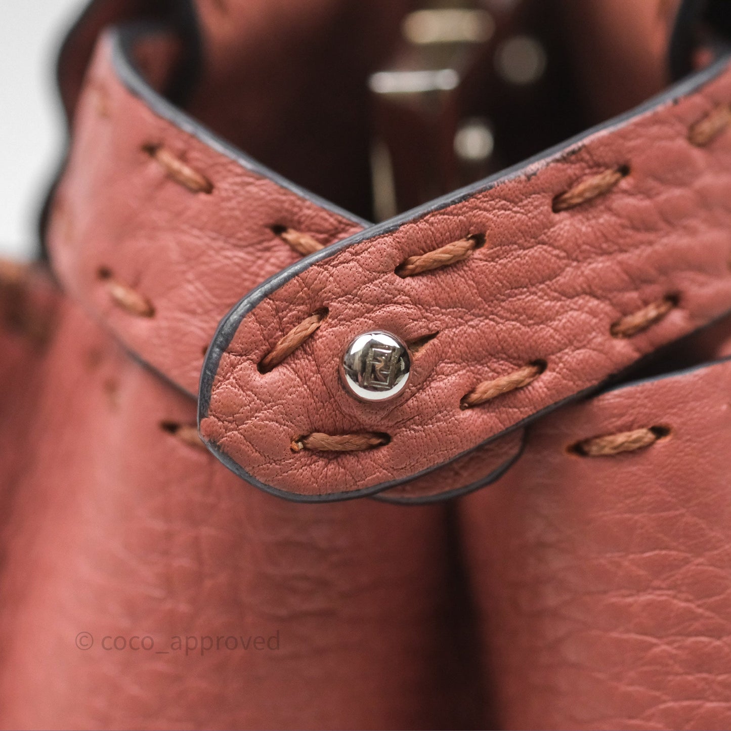Fendi Mini Peekaboo Bag Pink Grained Leather/Python Silver Hardware with Defender