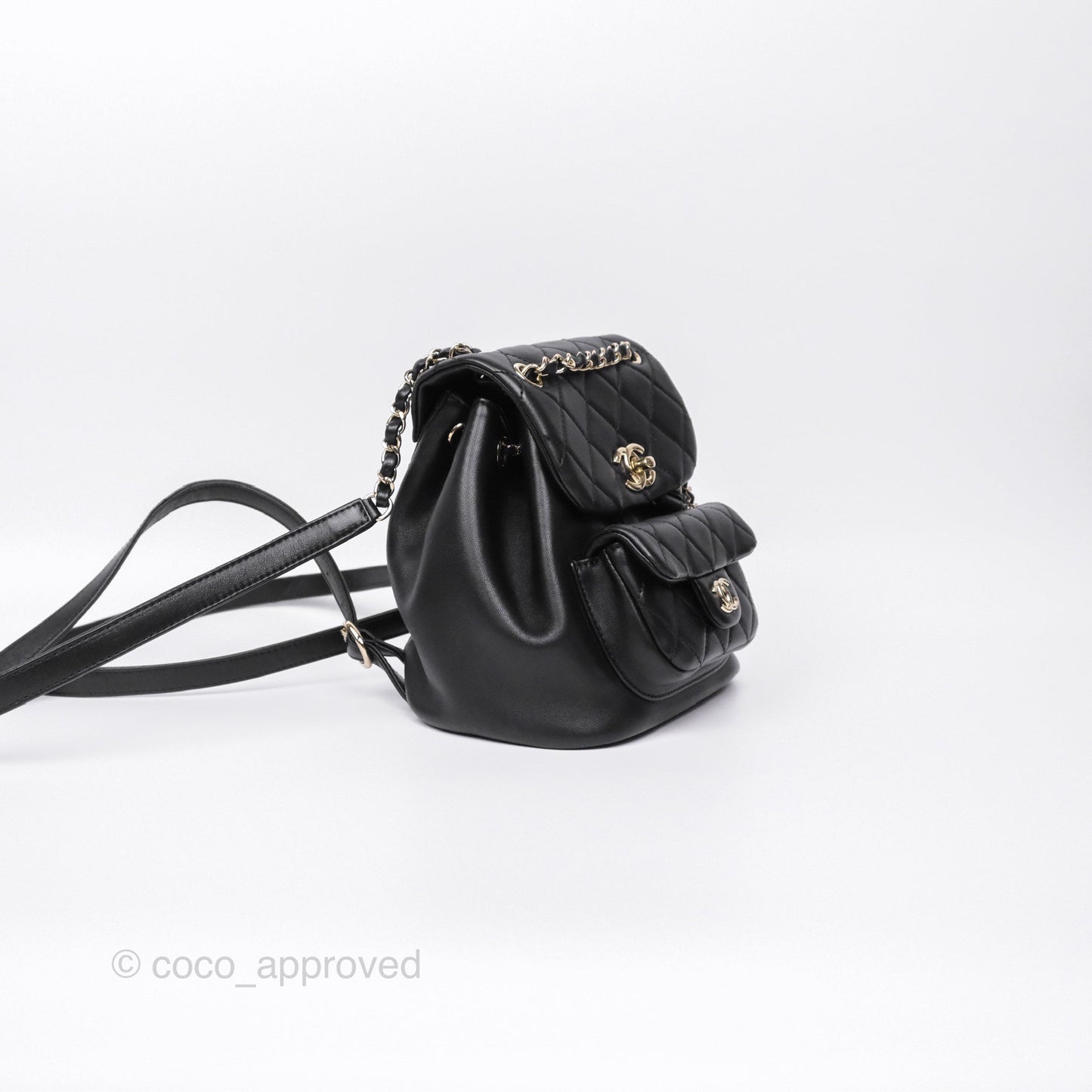 Chanel Small Duma Drawstring Backpack Black Lambskin Gold Hardware