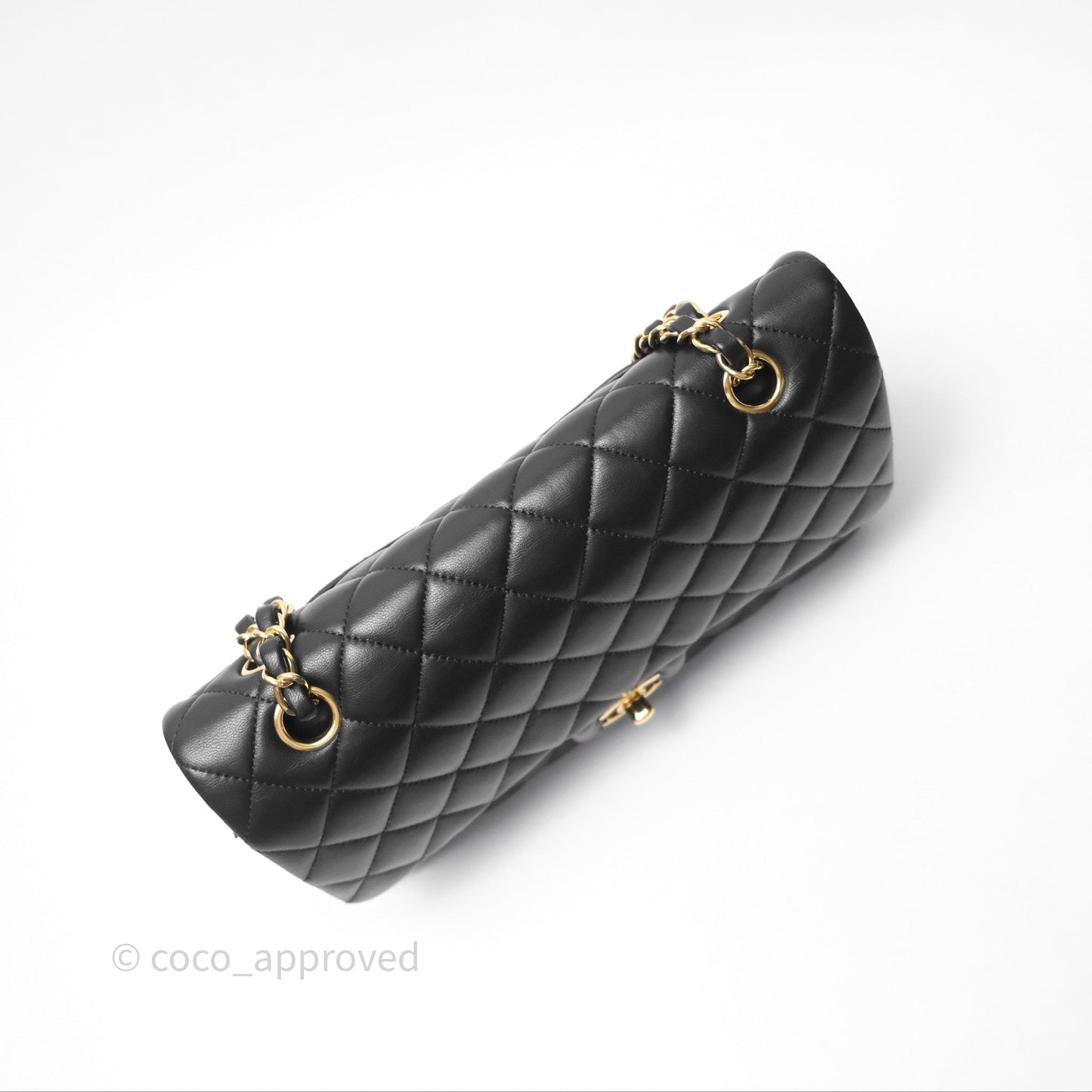 Chanel Classic M/L Medium Flap Quilted Black Lambskin Gold Hardware