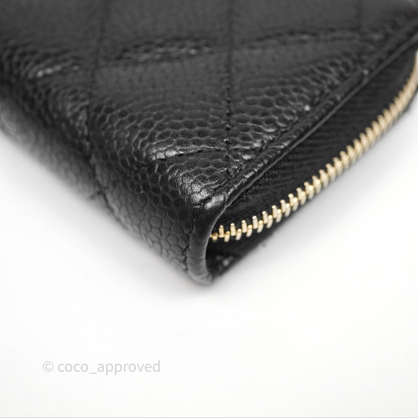 Chanel Classic Zipped Coin Purse Black Caviar Gold Hardware