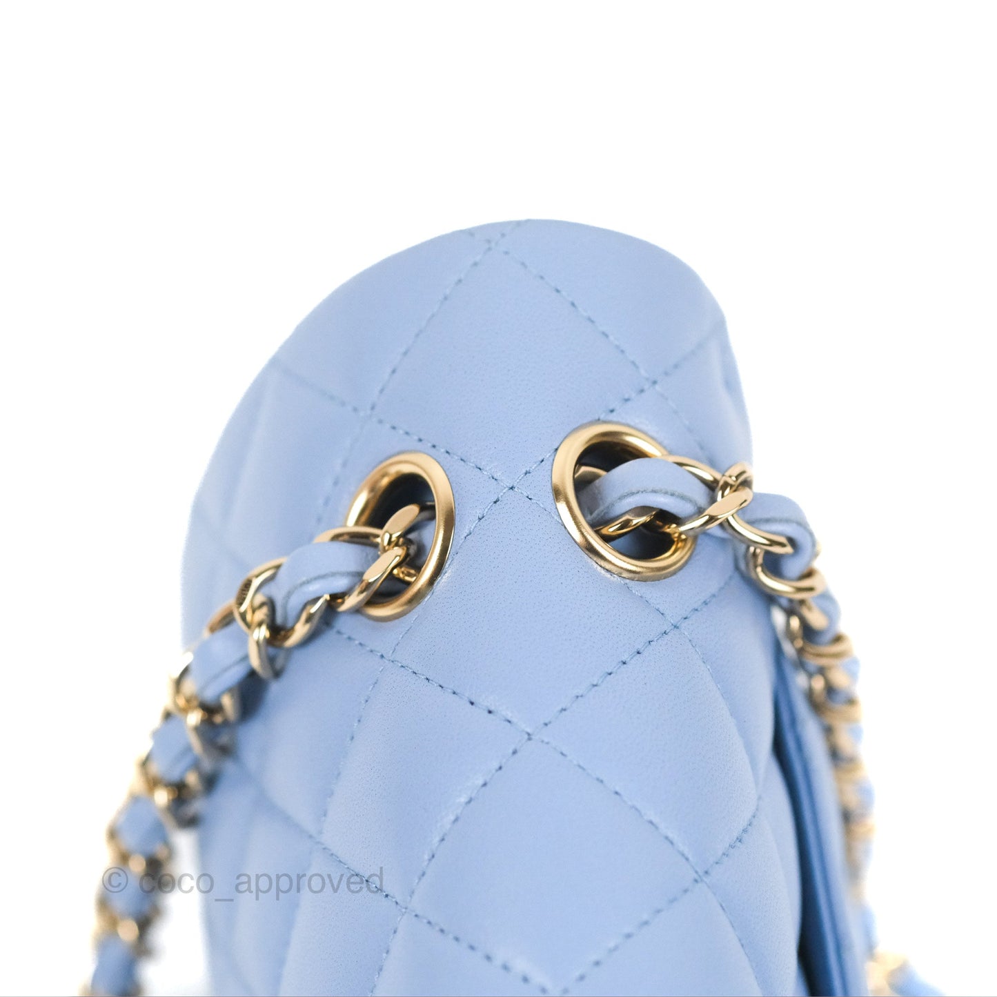 Chanel Small Classic Quilted Flap Blue Sky Lambskin Gold Hardware 21C