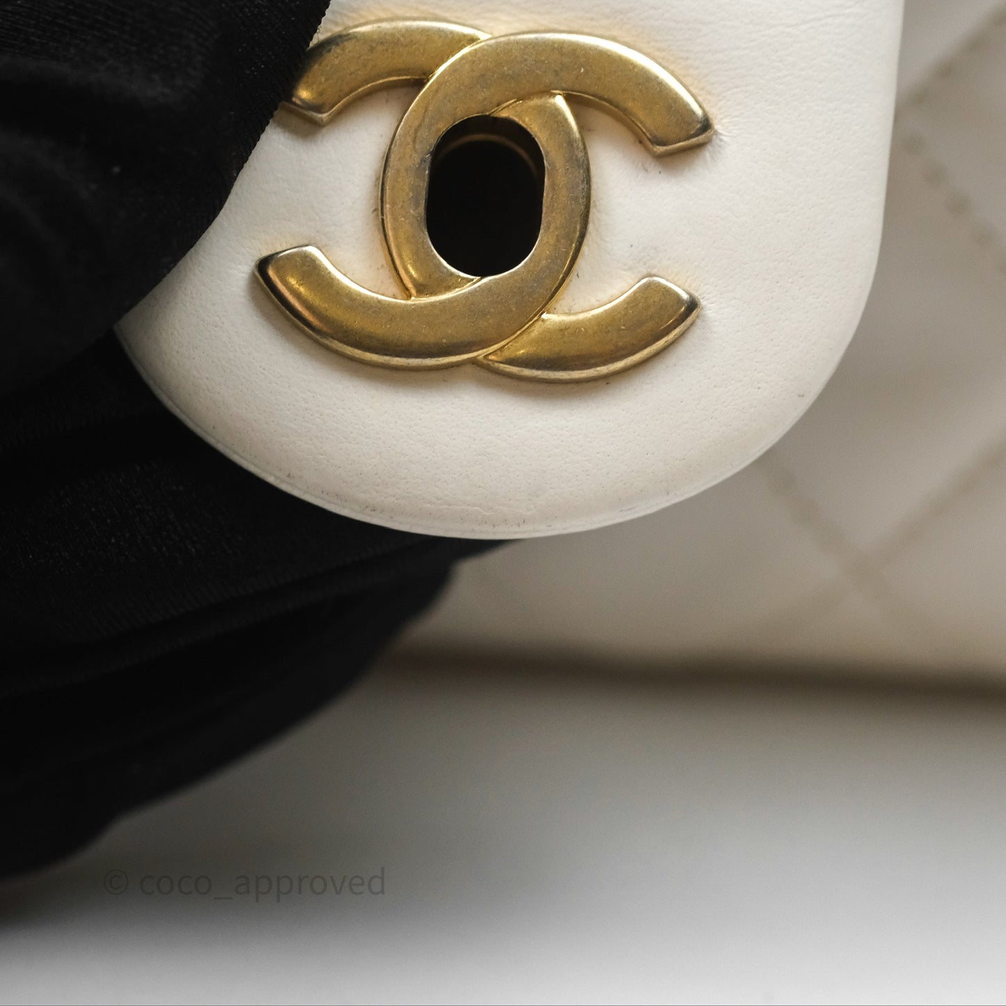 Chanel Mini Rectangular Pearl Crush Quilted White Lambskin Aged Gold Hardware