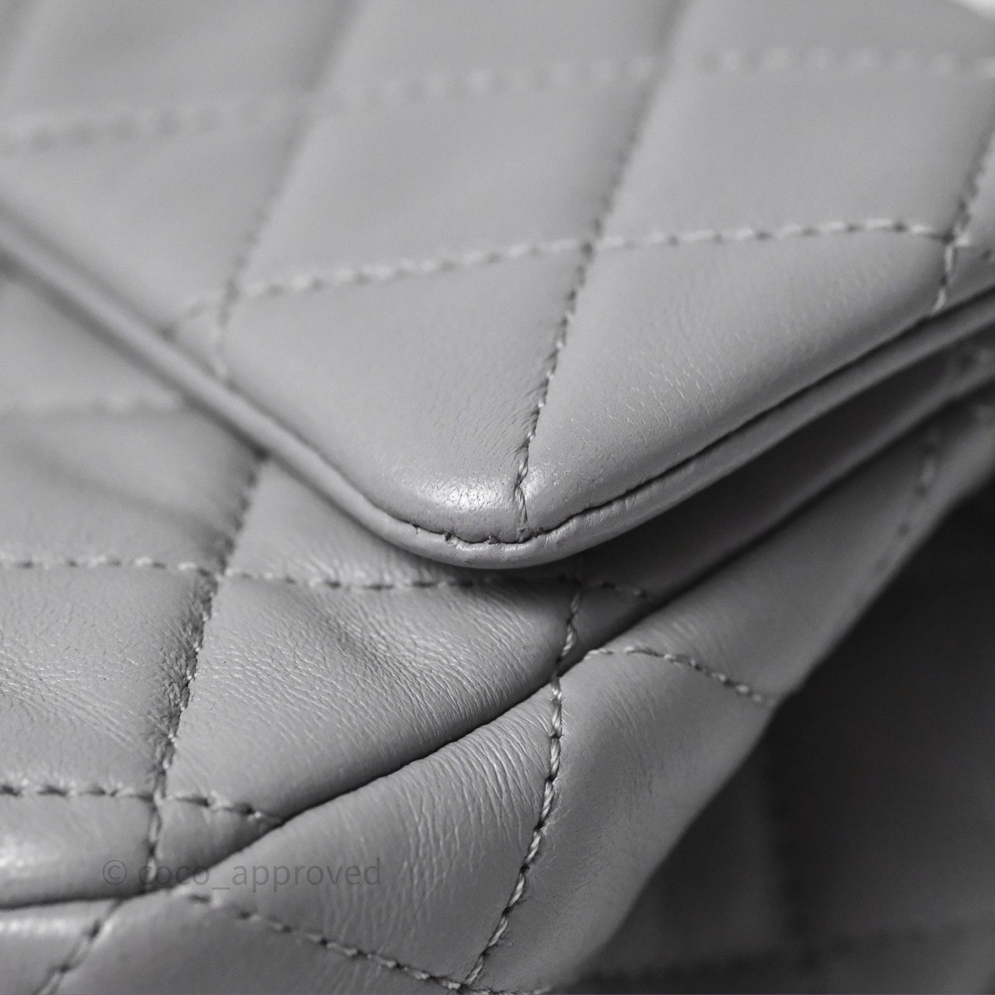 Chanel Pearl Crush Mini Rectangular Quilted Grey Lambskin Aged Gold Hardware