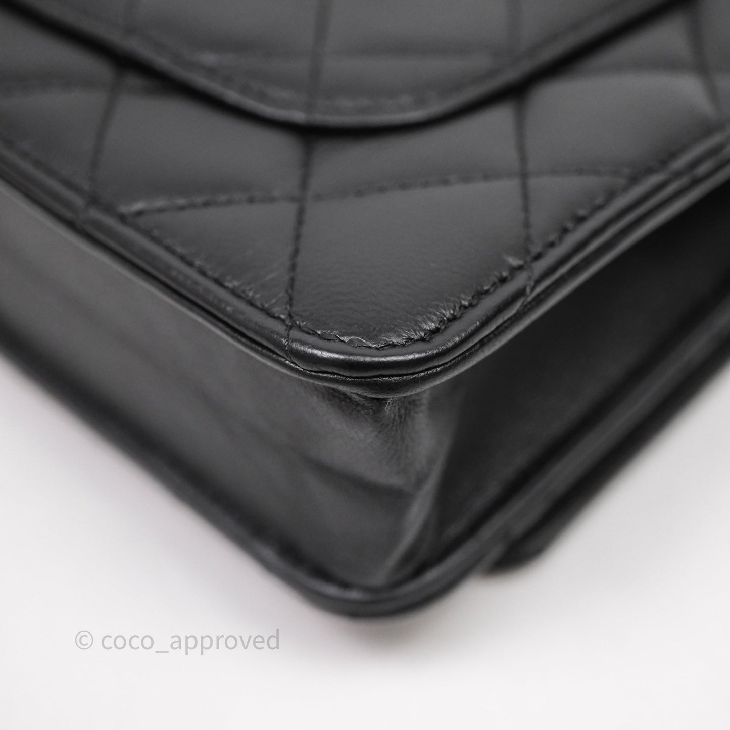 Chanel Top Handle Wallet On Chain WOC Black Lambskin Gold Hardware