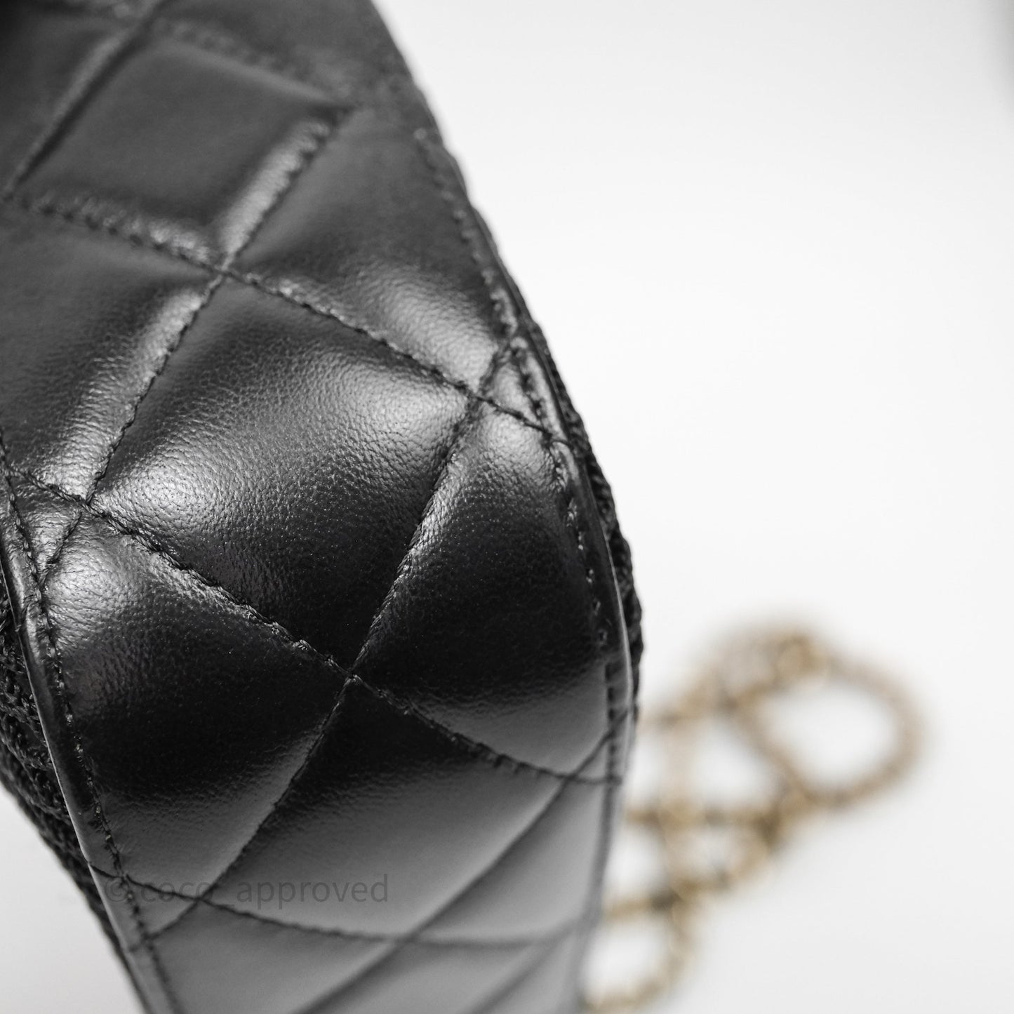 Chanel Mesh Clutch With Chain Black Shiny Lambskin Gold Hardware