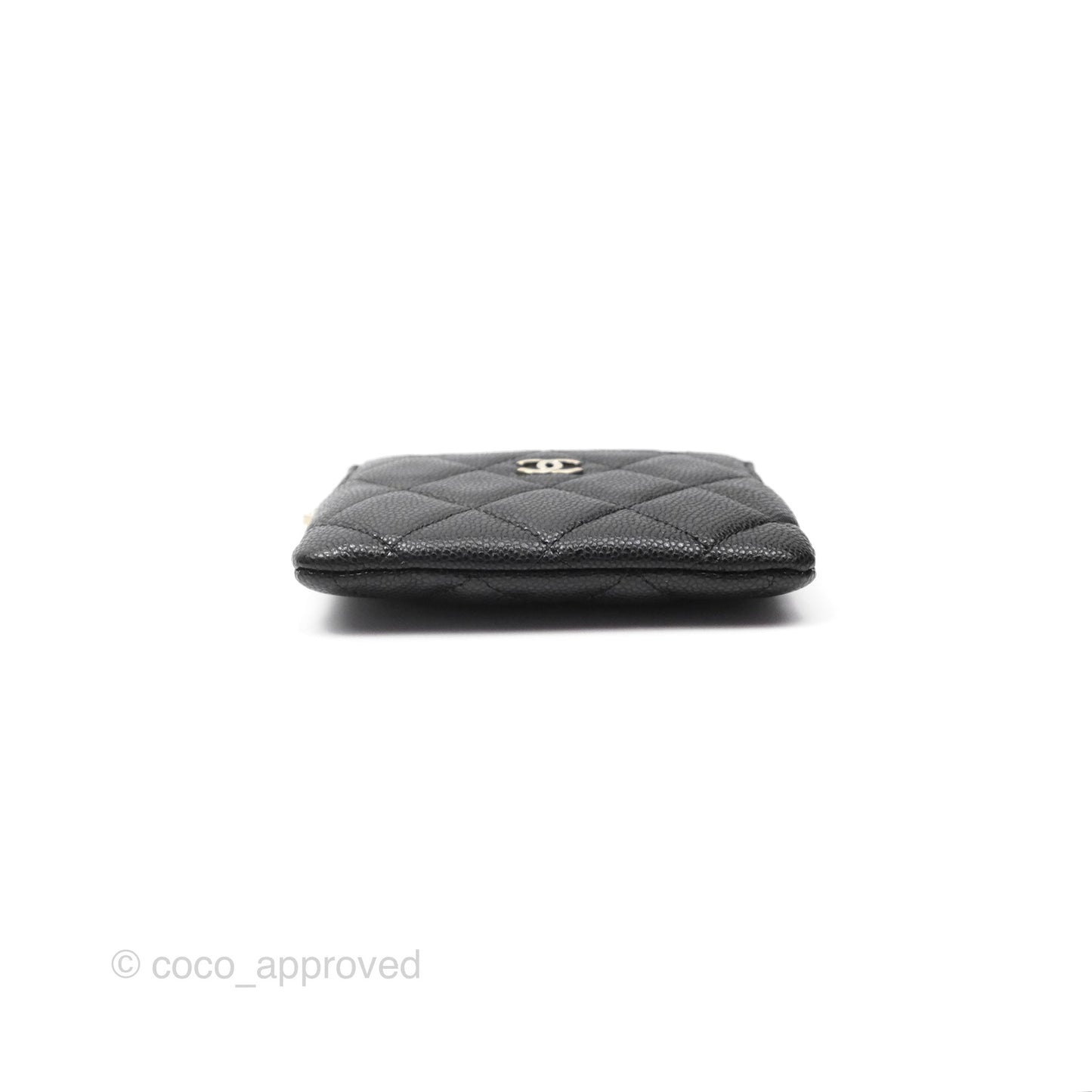 Chanel Quilted Classic Zip Card Holder Wallet Black Caviar Gold Hardware