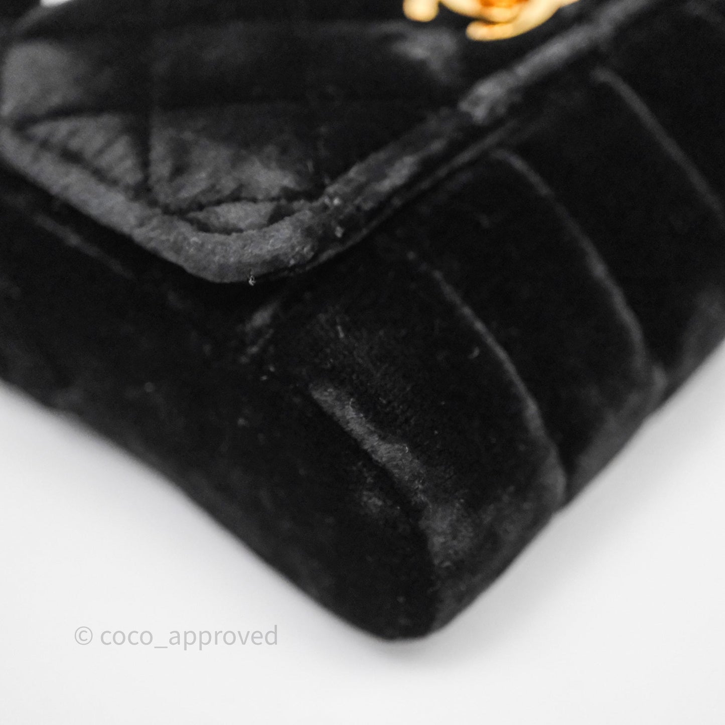 Chanel Vintage Mini Flap Bag Black Velvet Gold Hardware