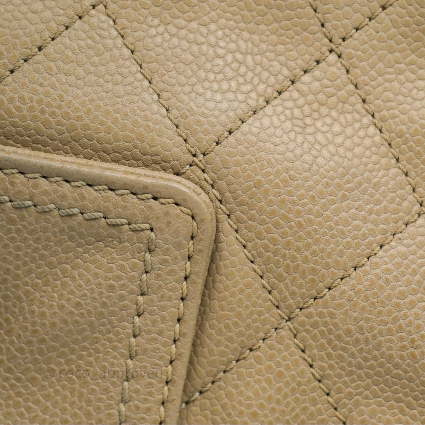 Chanel Quilted Coco Rider Hobo Bag Beige Caviar Ruthenium Hardware