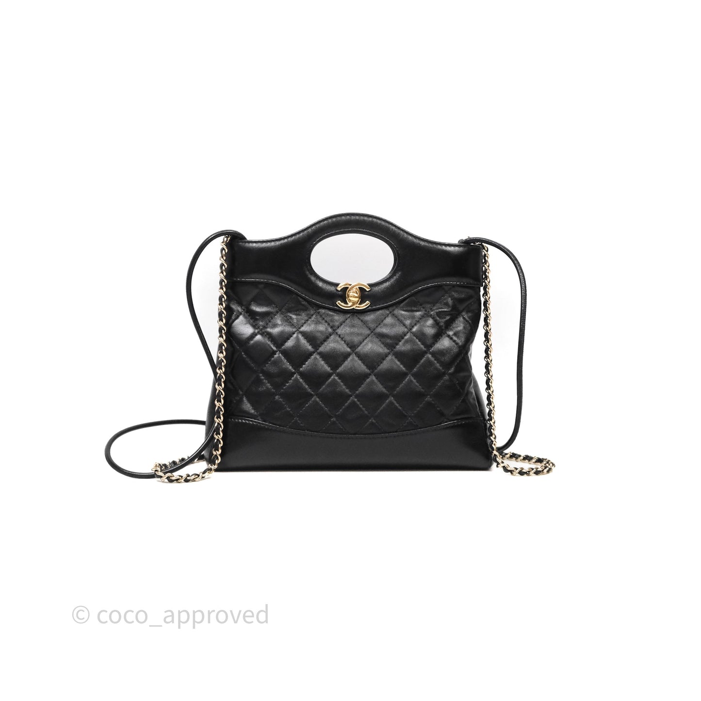 Chanel 31 Mini Black Shiny Calfskin Gold Hardware