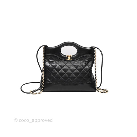 Chanel 31 Mini Black Shiny Calfskin Gold Hardware