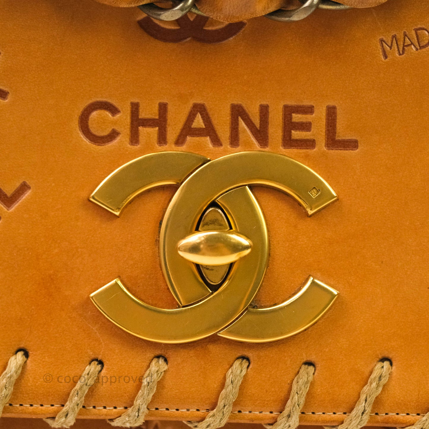 Chanel Embossed Leather XL Jumbo Flap Tan Antique Gold Hardware