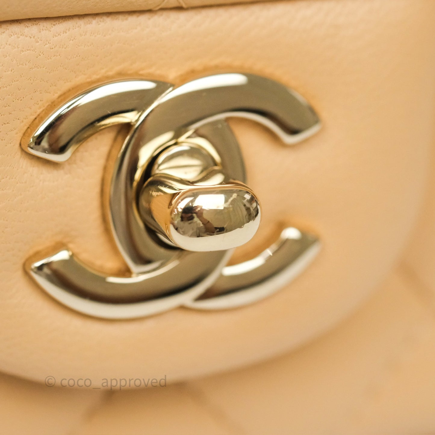 Chanel Mini Rectangular Quilted Beige Lambskin Gold Hardware