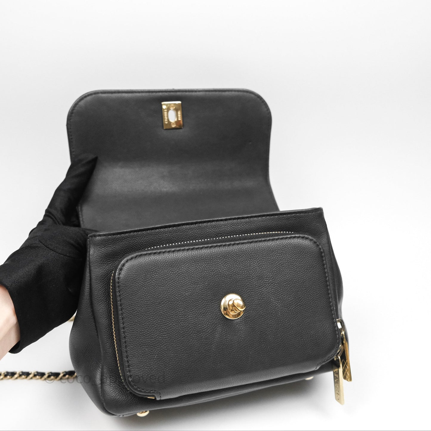 Chanel Quilted Small Business Affinity Flap Black Caviar Gold Hardware