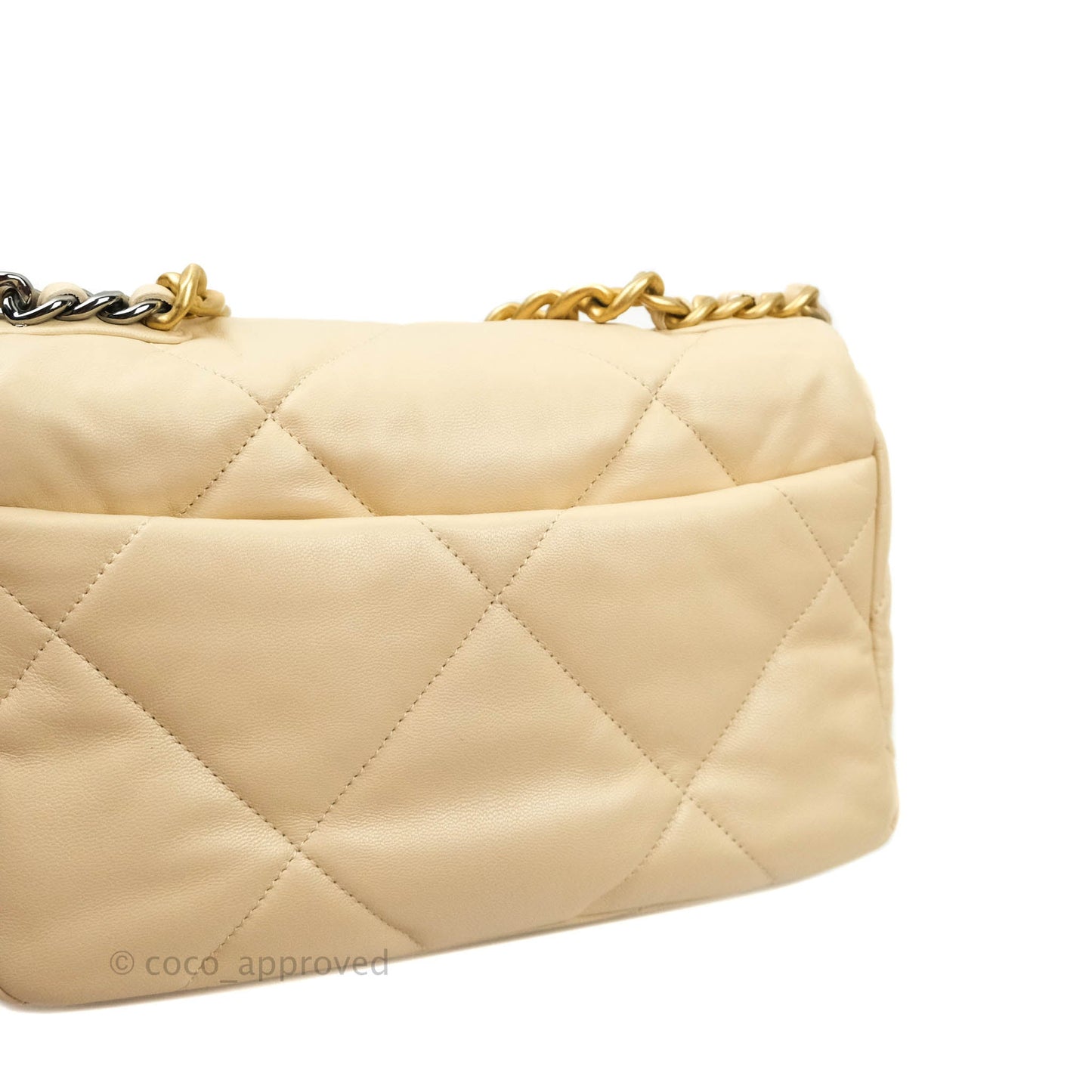 Chanel 19 Small Beige Goatskin Mixed Hardware