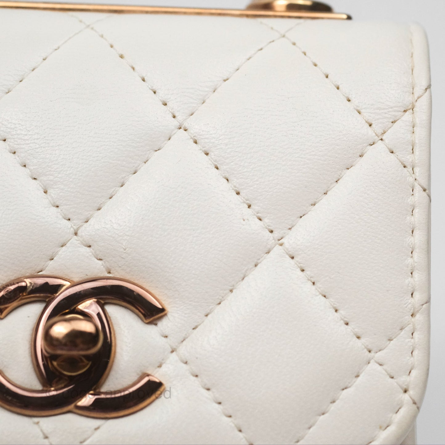Chanel Mini Quilted Trendy CC Clutch With Chain White Lambskin Rose Gold Hardware