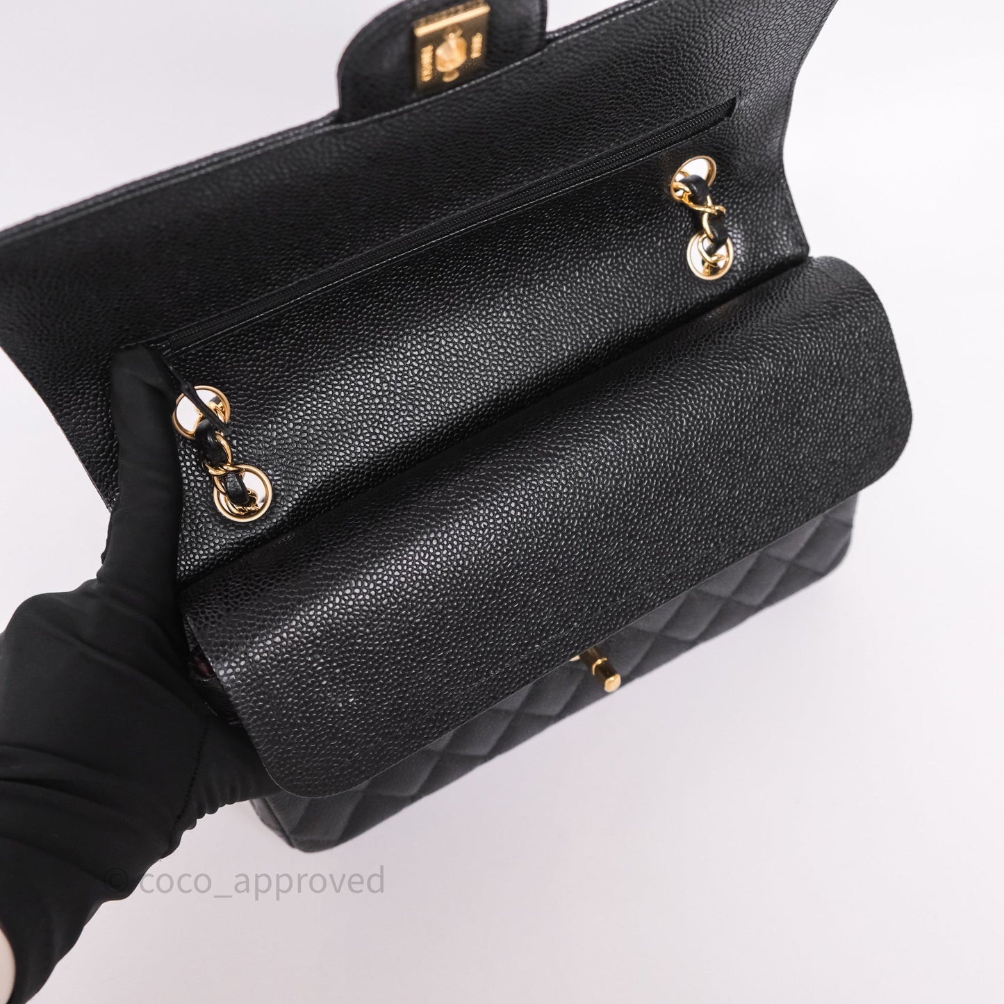 Chanel Classic M/L Medium Flap Quilted Black Caviar Gold Hardware