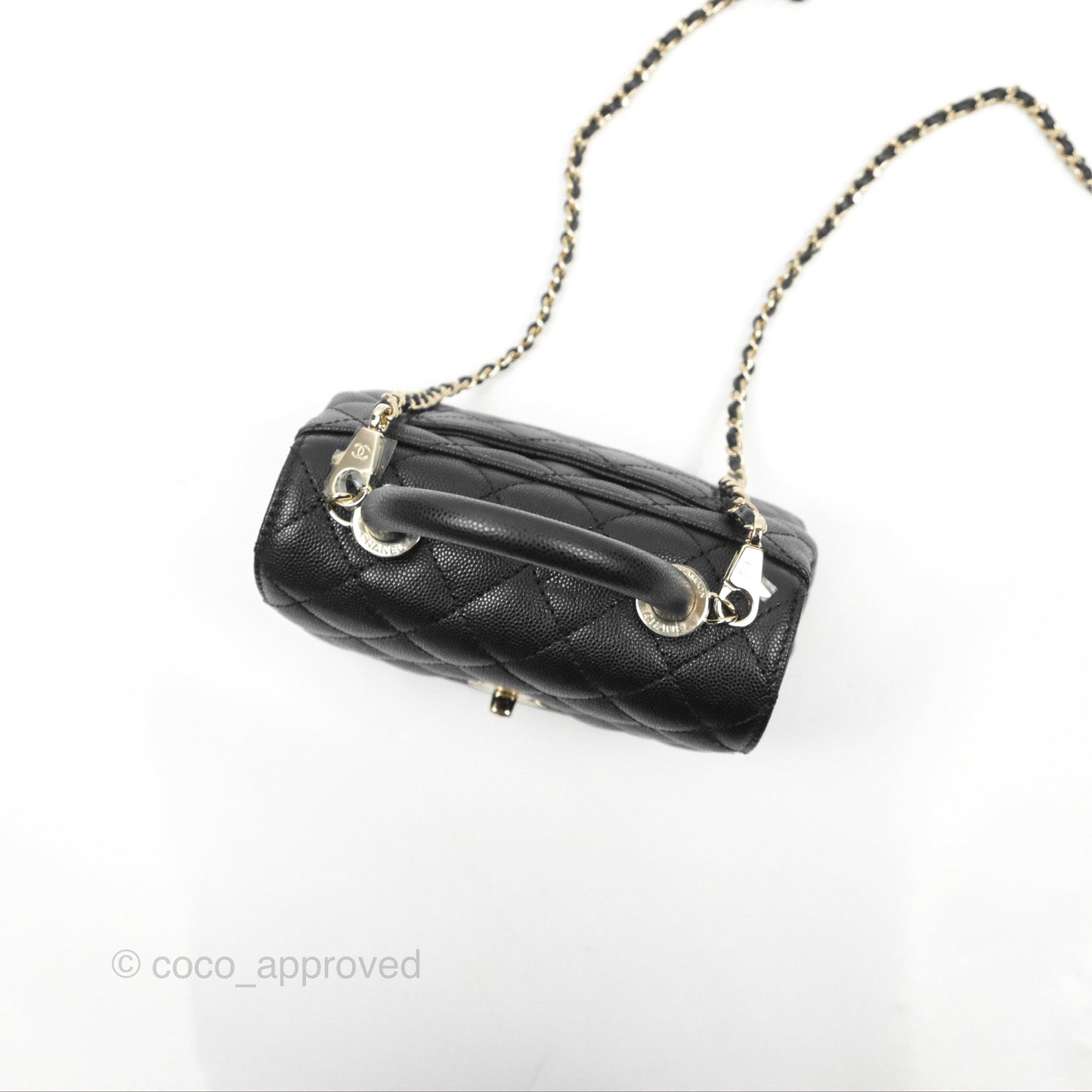 Chanel Mini Coco Handle Quilted Black Caviar Gold Hardware