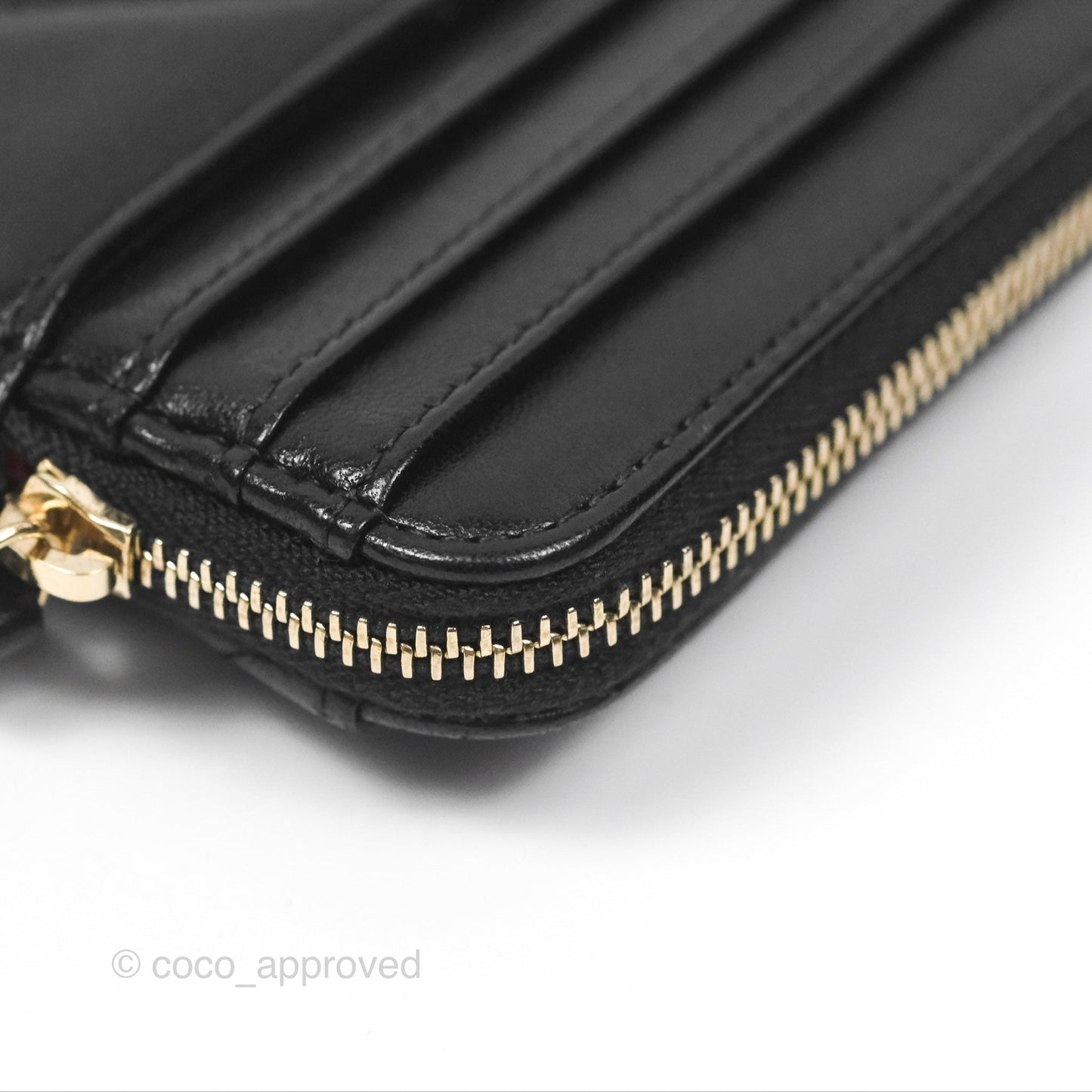 Chanel Quilted Chanel 19 Zip Card Holder Wallet Black Lambskin