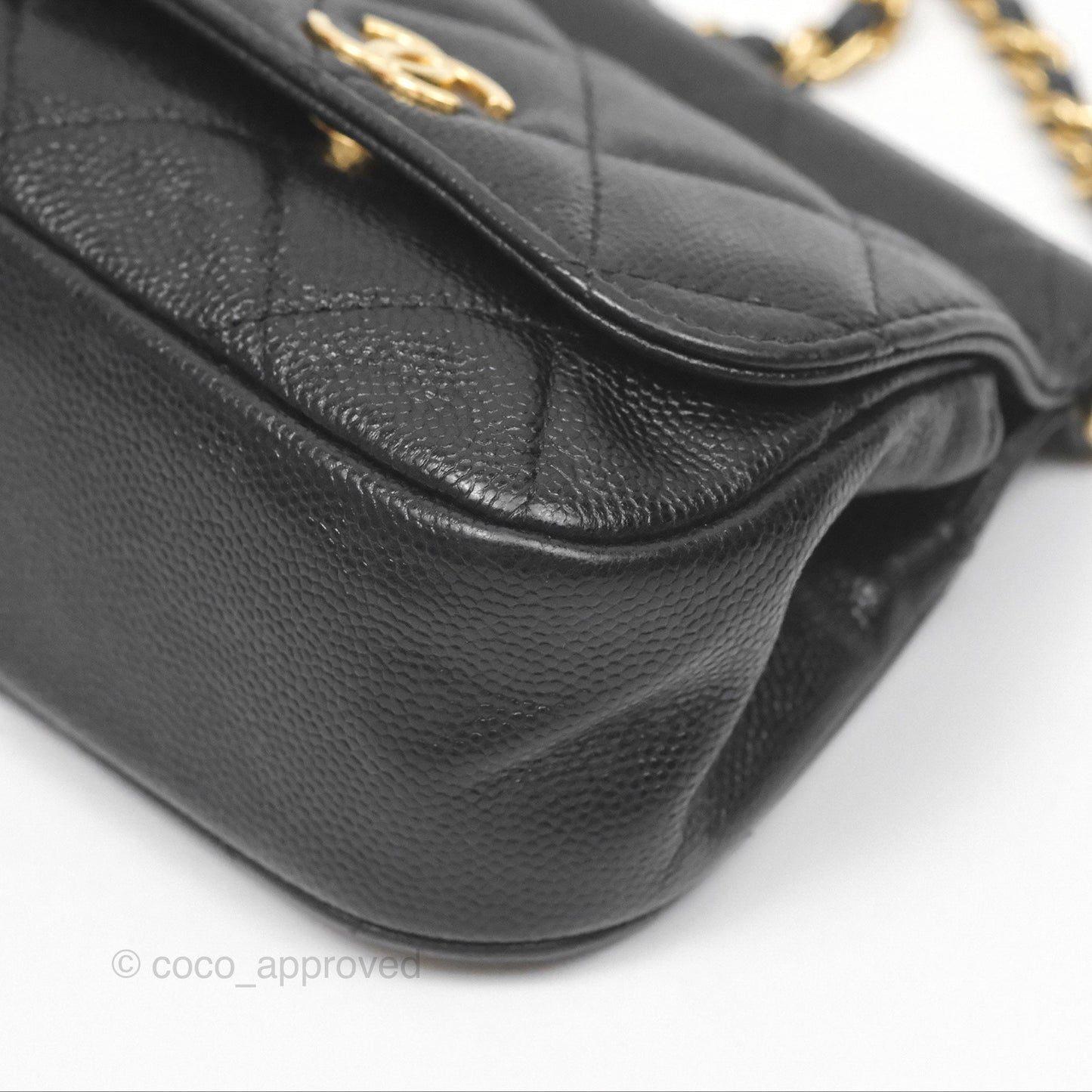 Chanel Clutch with Chain Black Caviar Gold Hardware 22K