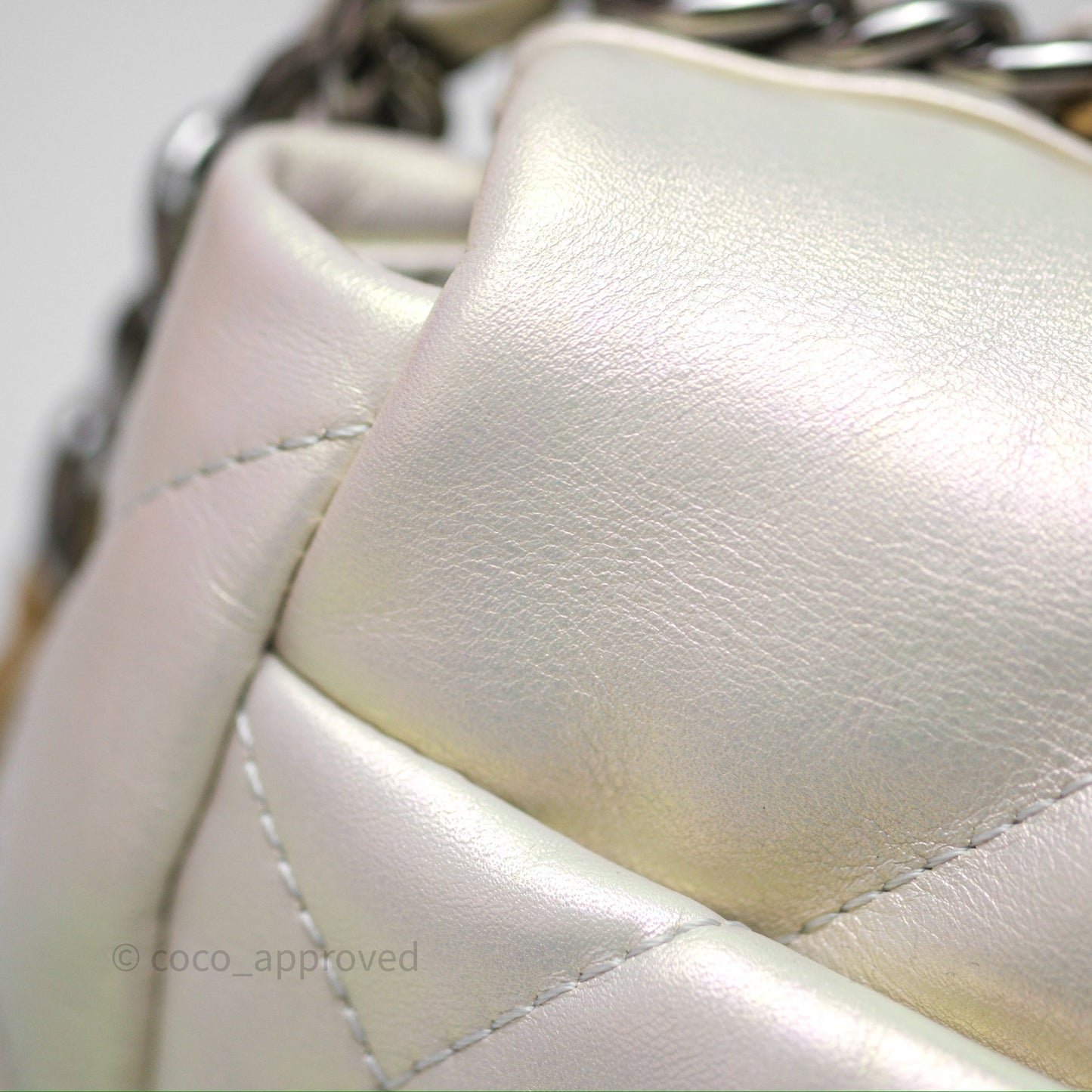Chanel 19 Small Iridescent White Mixed Hardware