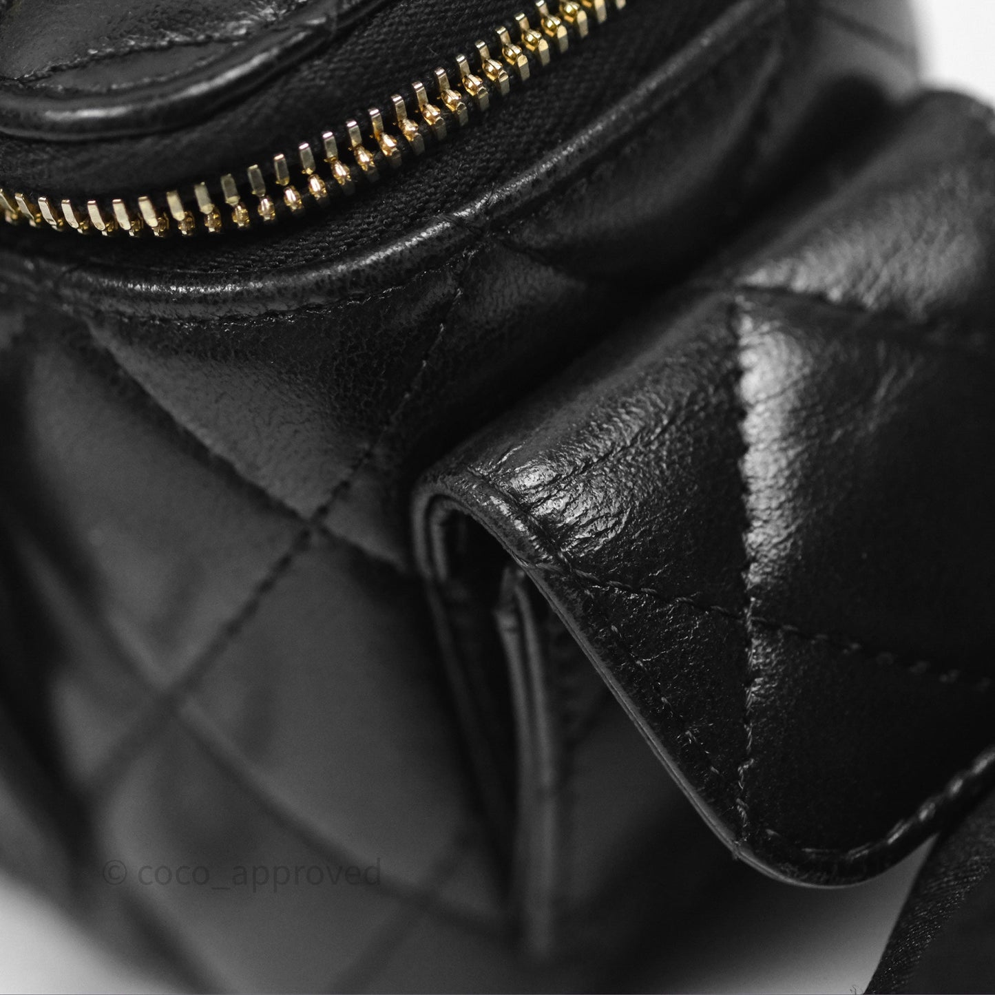 Chanel Cargo Pocket Top Handle Vanity with Chain Black Shiny Lambskin Gold Hardware 22K