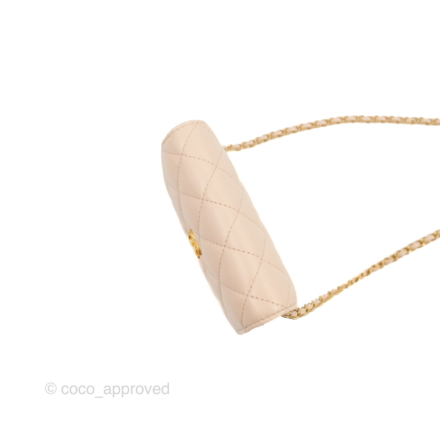 Chanel Mini Pearl Crush Clutch With Chain Belt Rose Clair Pink Lambskin Aged Gold Hardware