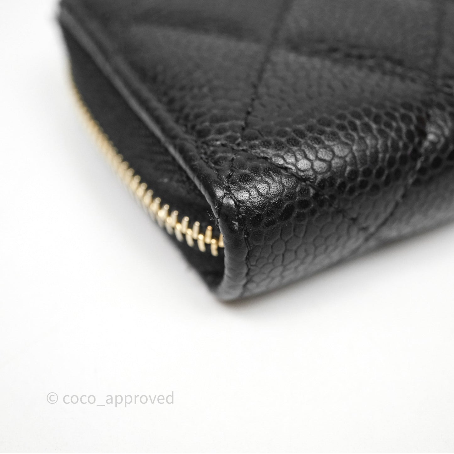 Chanel Classic Zipped Coin Purse Black Caviar Gold Hardware