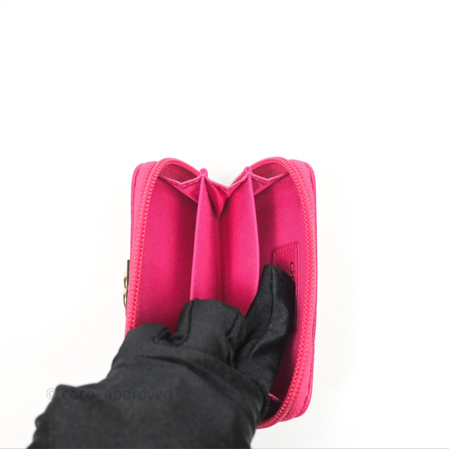 Chanel Boy Zipped Coin Purse Hot Pink Caviar Gold Hardware