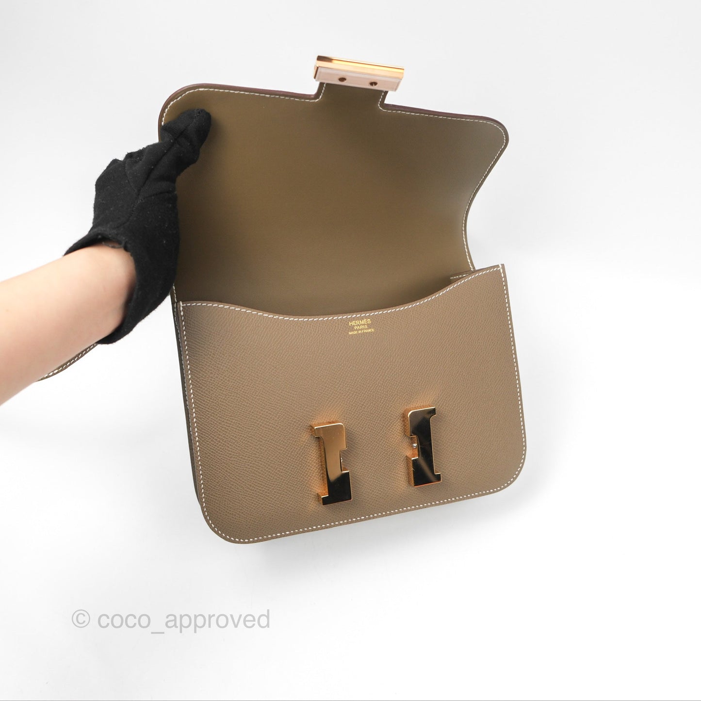 Hermès Constance 24 Mirror Etoupe 18 Epsom Rose Gold Hardware