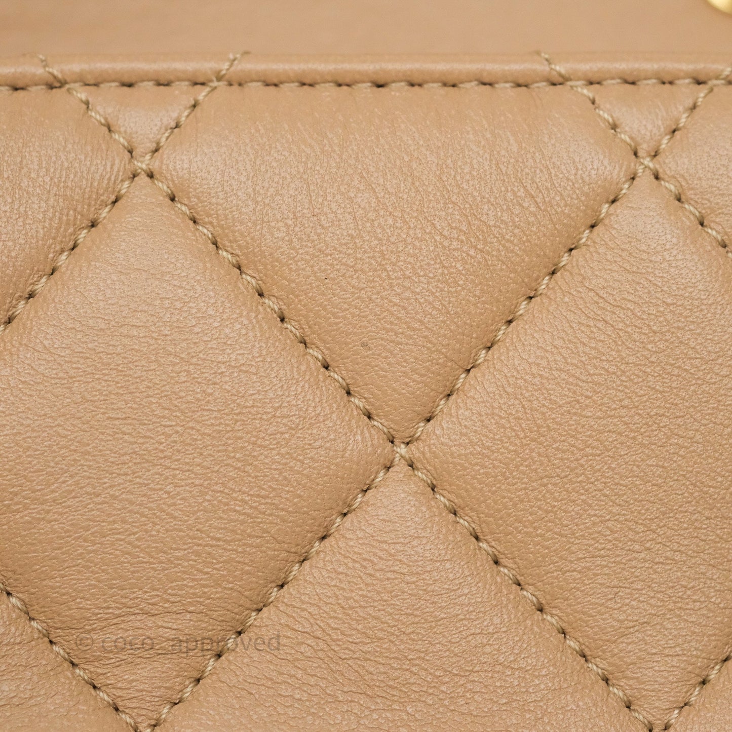 Chanel Mini CC Funky Town Flap Quilted Beige Lambskin Aged Gold Hardware