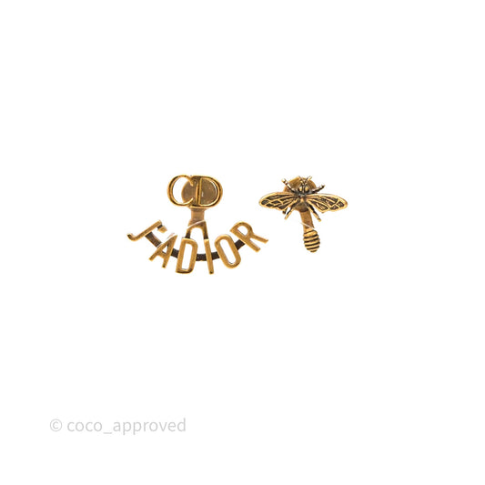 Christian Dior J'Adior Bee Earrings Aged Gold Tone