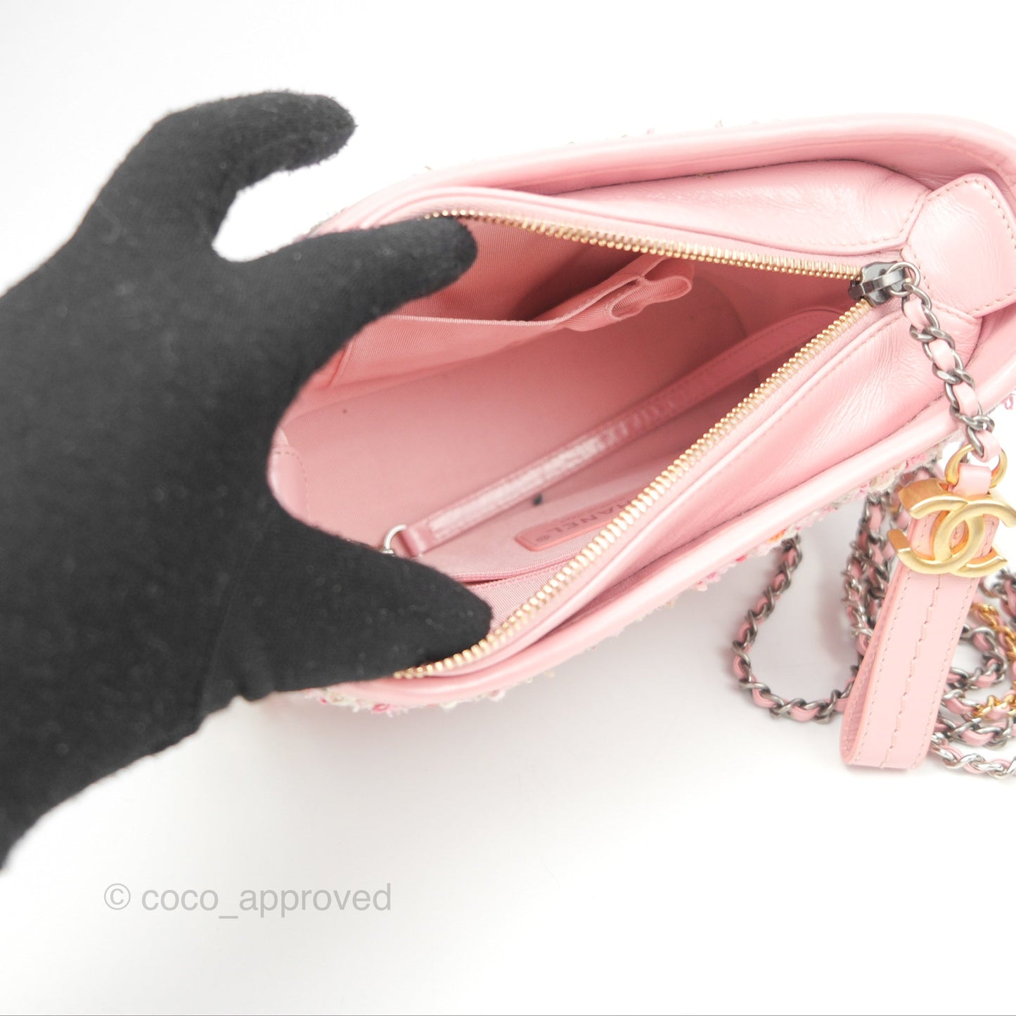 Chanel Small Gabrielle Hobo Quilted Pink Tweed Aged Calfskin