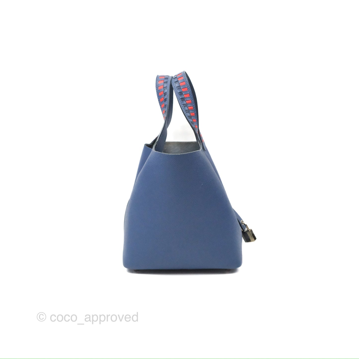Hermès Tressage De Cuir Picotin Lock 18 Bleu Encre/Brique/Black Epsom Palladium Hardware