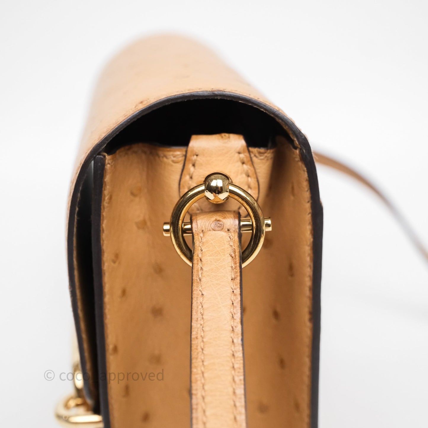 Hermès Roulis Mini 18 Chai 0M Ostich Gold Hardware