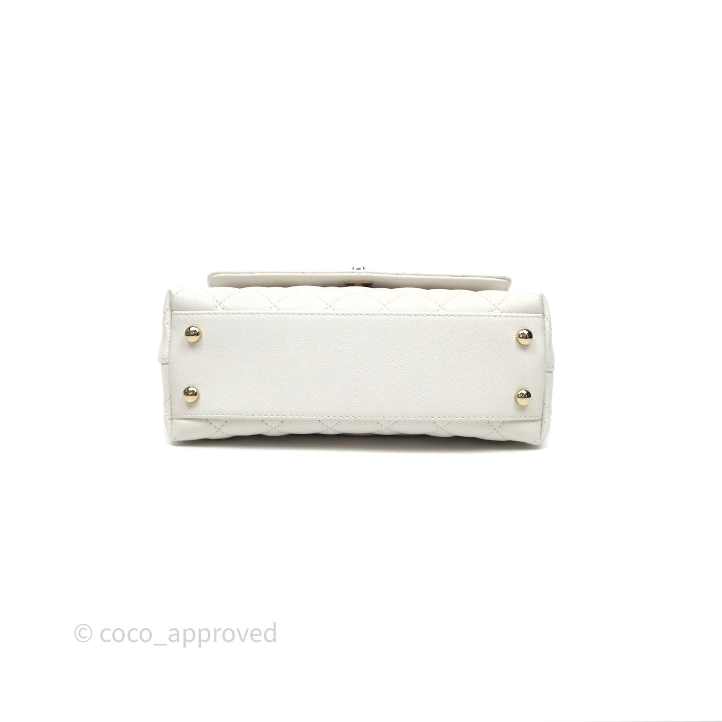 Chanel Small Coco Handle Quilted White Caviar Gold Hardware
