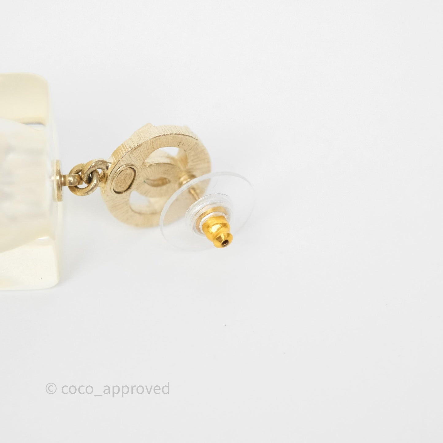 Chanel CC Crystals Pearl Resin Cube Drop Earrings 19K