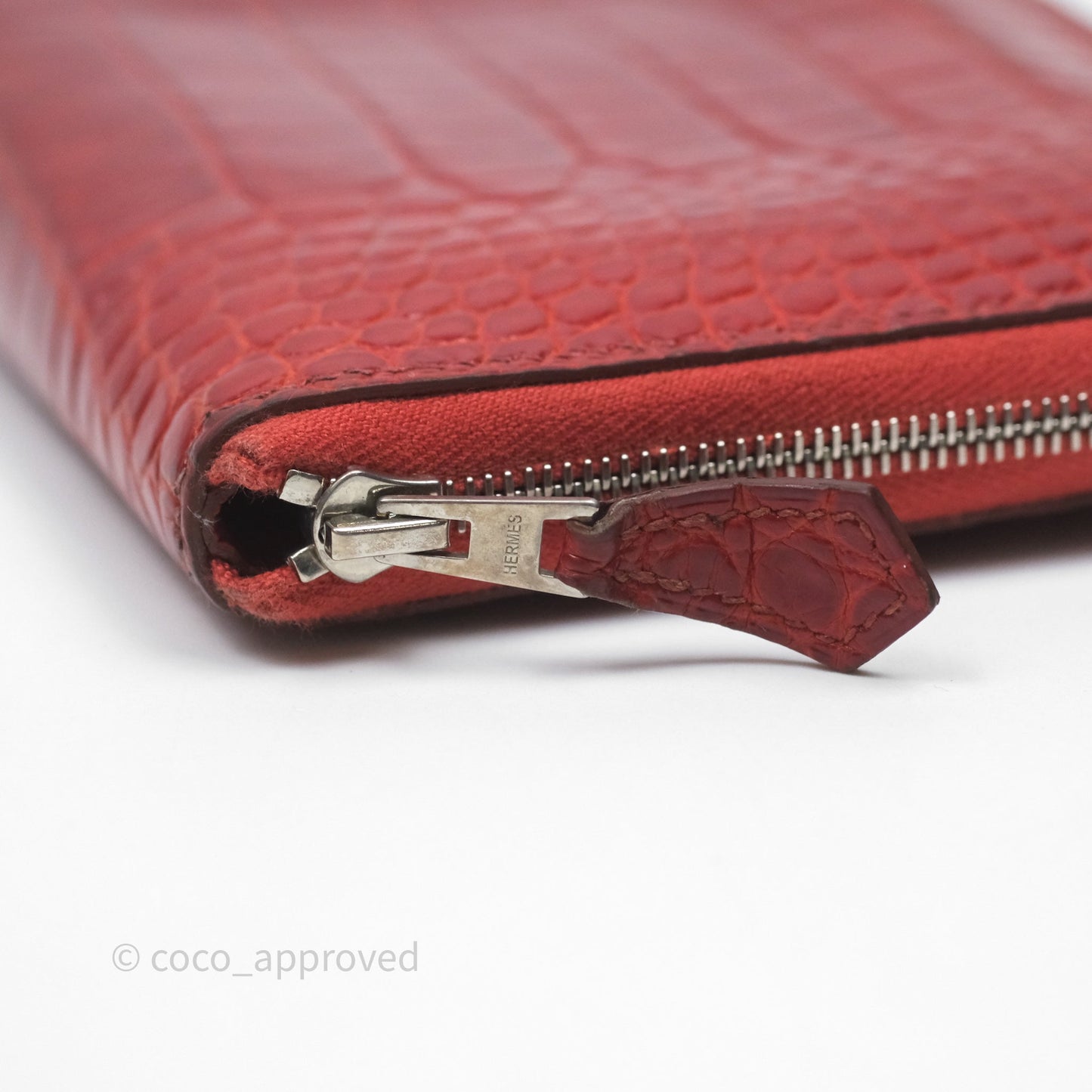 Hermès Azap Wallet Red Alligator Palladium Hardware