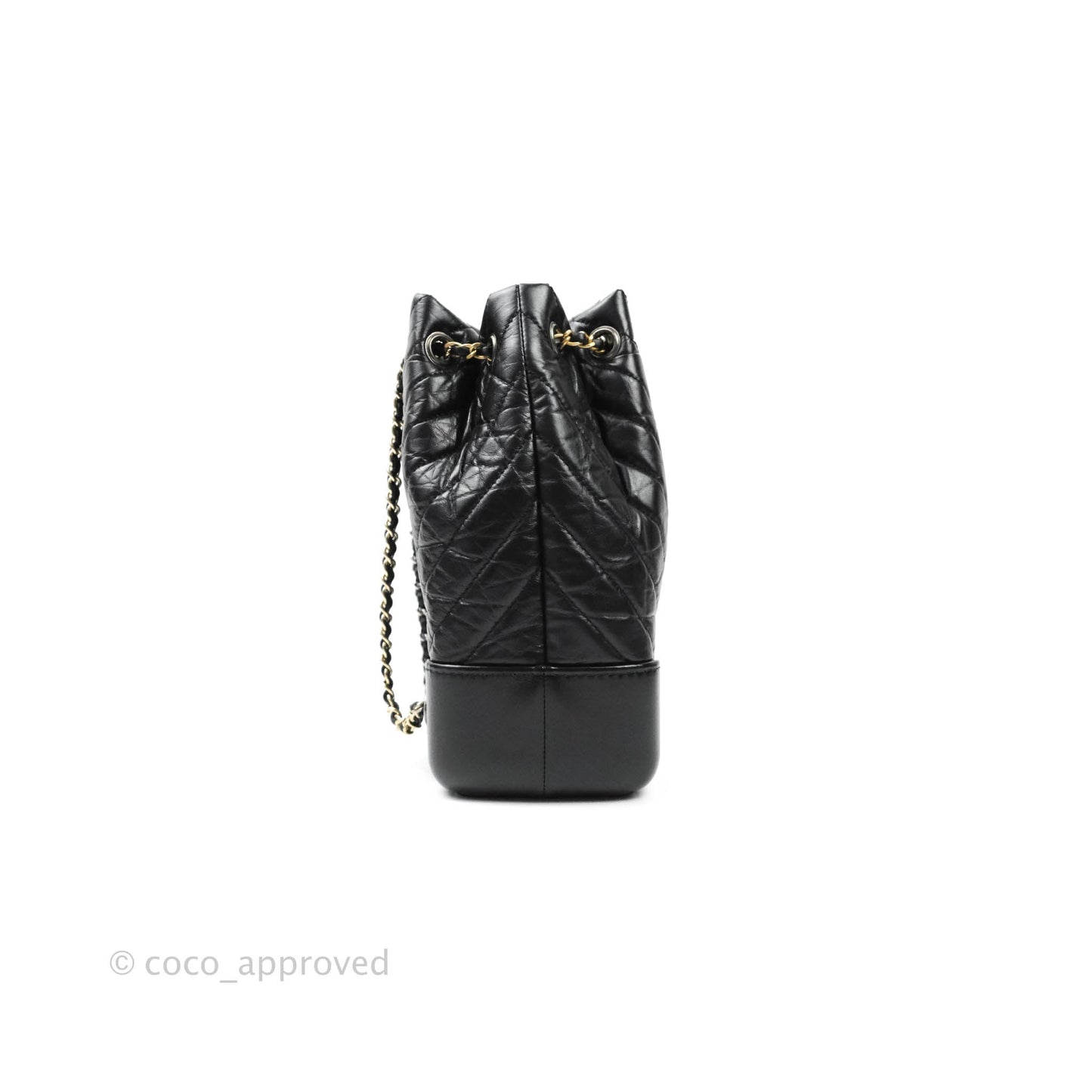 Chanel Small Chevron Gabrielle Backpack Black Aged Calfskin