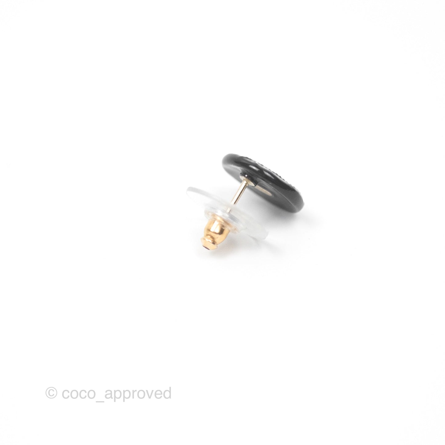 Chanel Round Black CC Earrings 19P