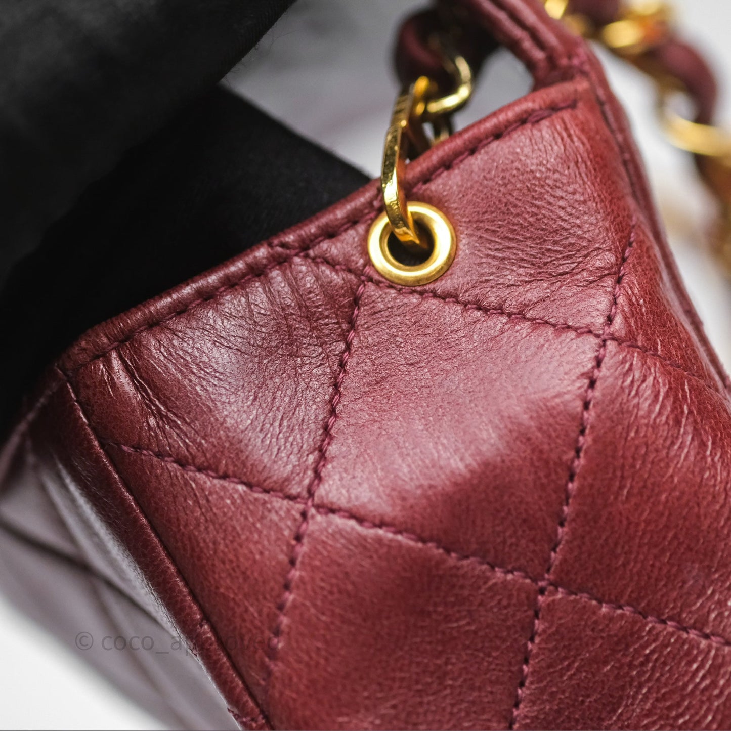 Chanel Vintage Mini Square Burgundy Lambskin 24K Gold Hardware