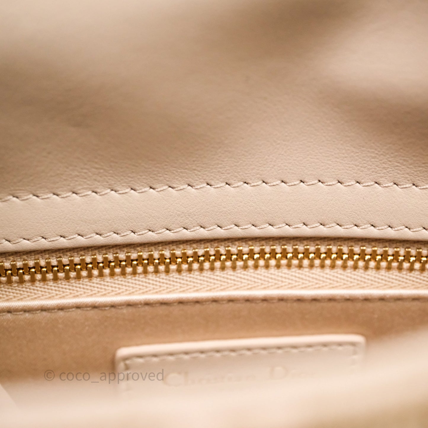 Christian Dior Mini Dior Caramel Beige Microbead-Embroidered Cotton with Cannage Motif