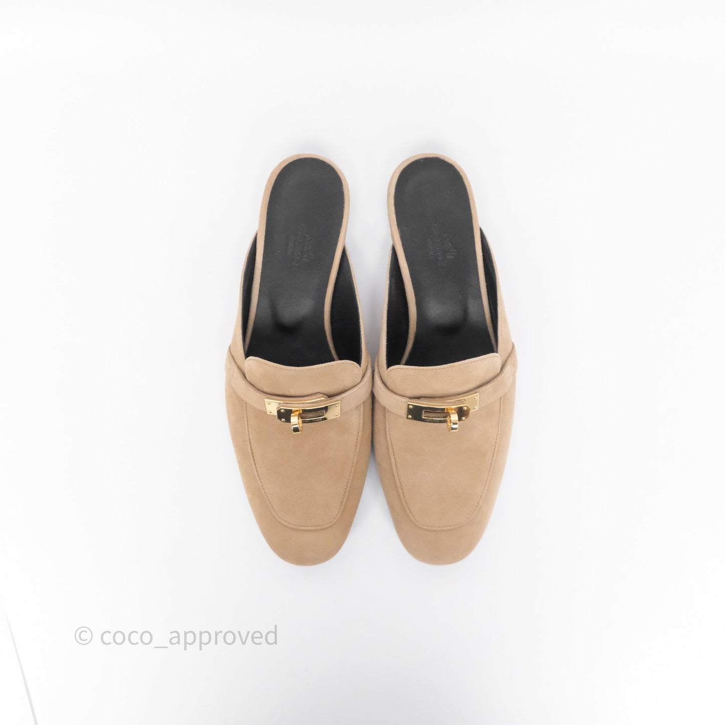 Hermès Oz Velvet Mules in Beige Sable Gold Hardware Size 37.5