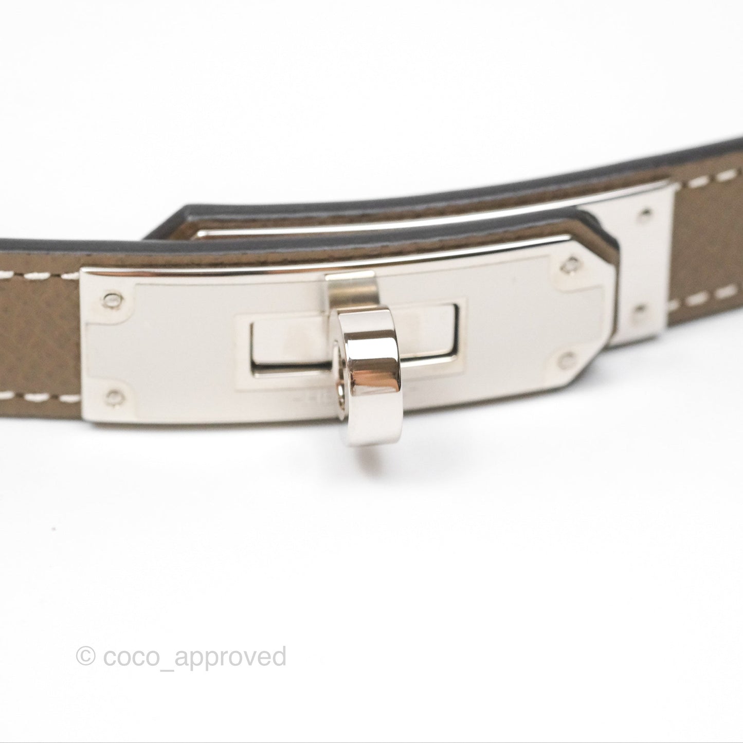 Hermès Kelly Buckle Belt Etoupe 18 Epsom Palladium Hardware
